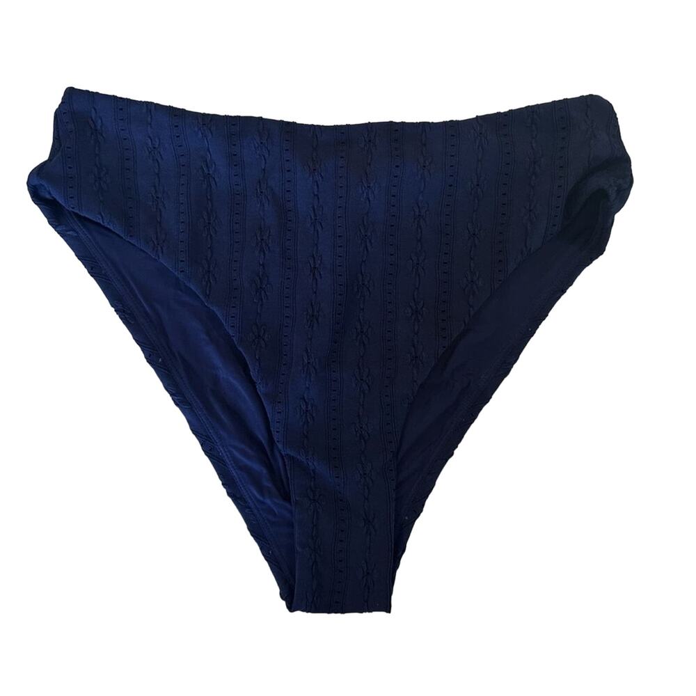Andie‎ Swim 90s High Waisted Bikini Bottom Navy Eyelet Size Medium
